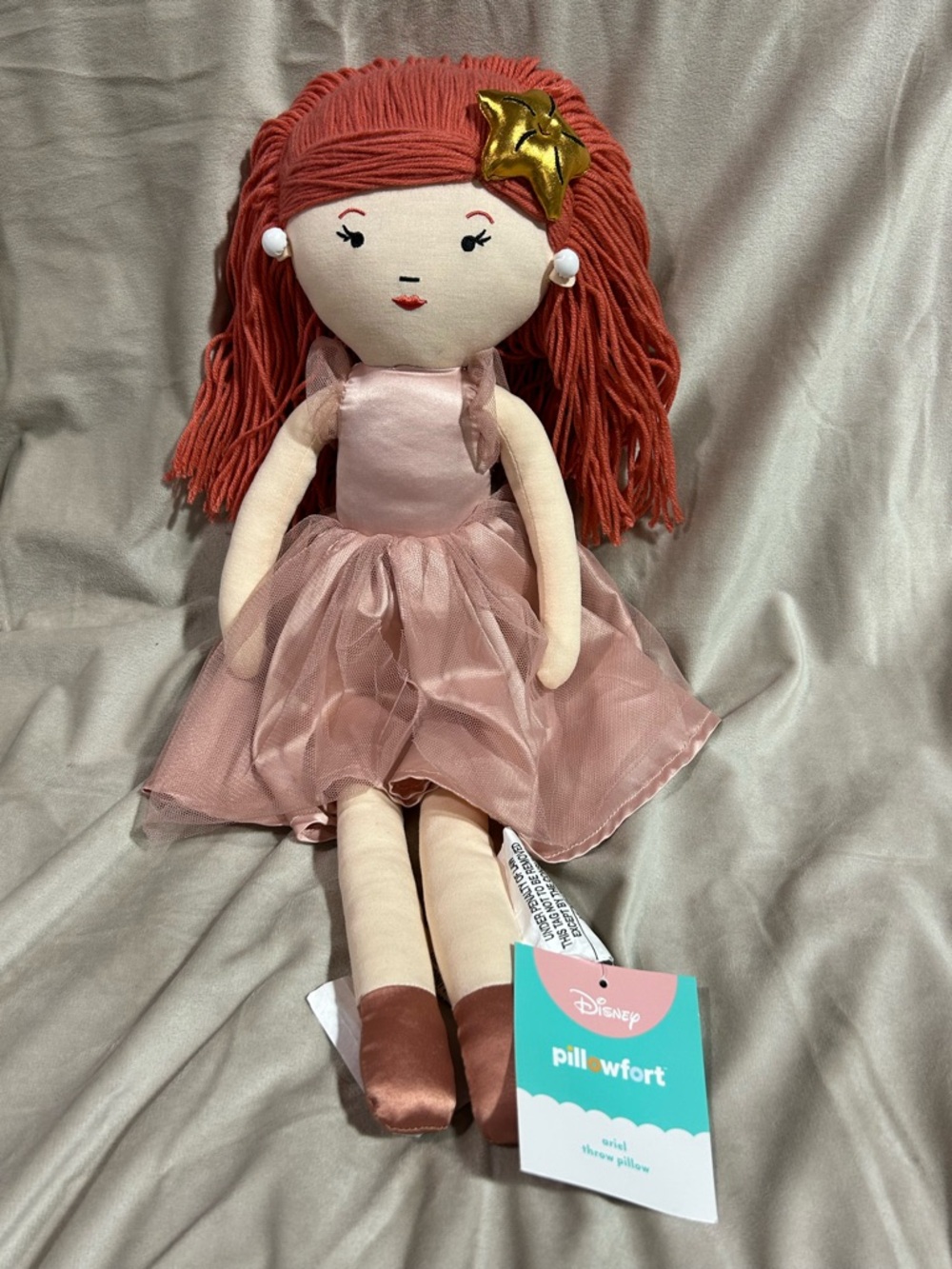Disney Red-Haired Princess Rag Doll in Pink Dress